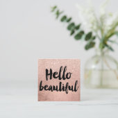 hallo prachtige typografie roos goud glitter 2 vierkante visitekaartje (Staand voorkant)