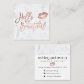 hallo prachtige typografie roos gouden kus marmer vierkante visitekaartje (Voorkant / Achterkant)