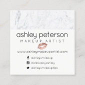 hallo prachtige typografie roos gouden kus marmer vierkante visitekaartje (Achterkant)