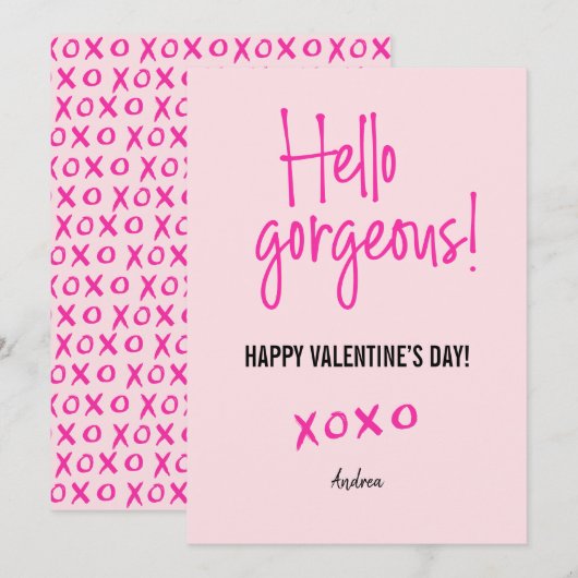Hallo prachtige Valentijnsdag xoxo roze Kaart (Voorkant / Achterkant)