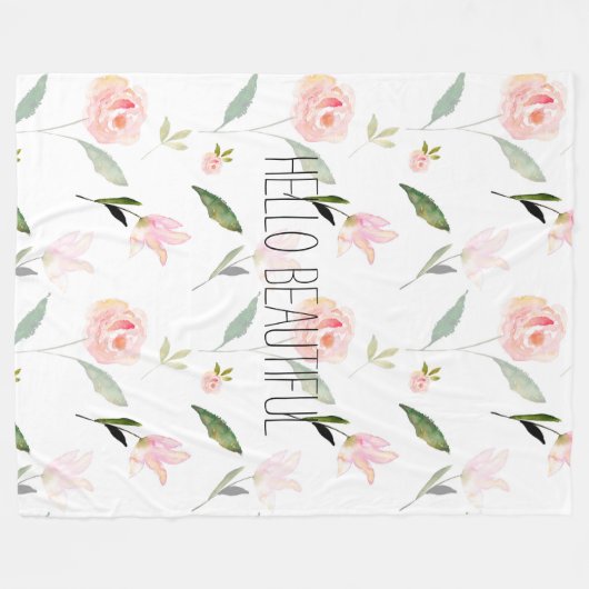 hallo prachtige Waterverf Floral roze tuinkerkiek Fleece Deken (Voorkant (Horizontaal))