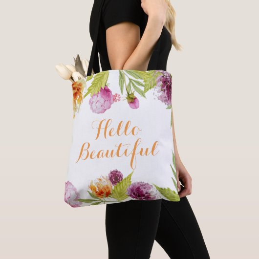 hallo prachtige Waterverf Garden Flowers Tote Bag (Dichtbij)
