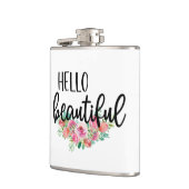 hallo prachtige Waterverf Rozen Typografie Modern Heupfles (Links)