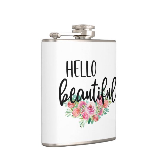 hallo prachtige Waterverf Rozen Typografie Modern Heupfles (Rechts)