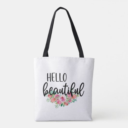 hallo prachtige Waterverf Rozen Typografie Modern Tote Bag (Achterkant)