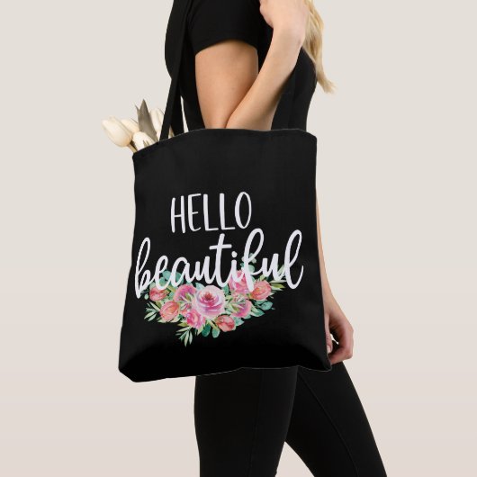hallo prachtige Waterverf Rozen Typografie Tote Bag (Dichtbij)