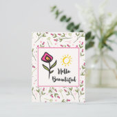 hallo prachtige  wilde bloemen en zon briefkaart (Staand voorkant)