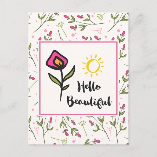 hallo prachtige  wilde bloemen en zon briefkaart (Voorkant)