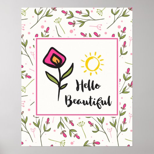 hallo prachtige  wilde bloemen en zon poster (Voorkant)