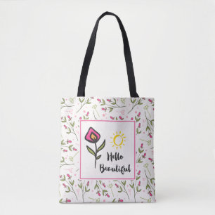 hallo prachtige  wilde bloemen en zon tote bag
