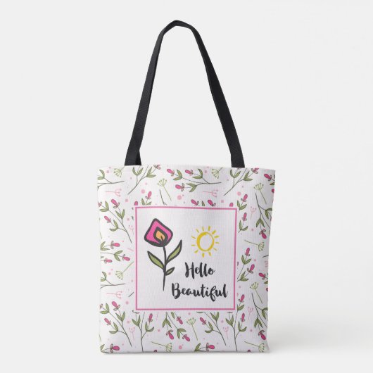 hallo prachtige  wilde bloemen en zon tote bag (Achterkant)