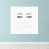 Hallo Prachtige &  Wimpers Glamoureus Canvas Afdruk (Insitu (Houten vloer))