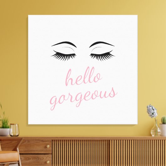 Hallo Prachtige &  Wimpers Glamoureus Canvas Afdruk (Insitu (Woonkamer))