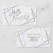 hallo prachtige zilveren script geometrische marme visitekaartje (Voorkant / Achterkant)