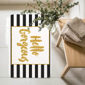 hallo prachtige zwarte en witte gouden strepen badmat