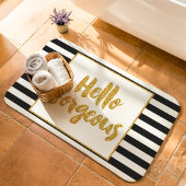 hallo prachtige zwarte en witte gouden strepen badmat
