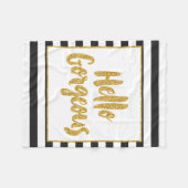 hallo prachtige zwarte en witte gouden strepen fleece deken (Voorkant (Horizontaal))