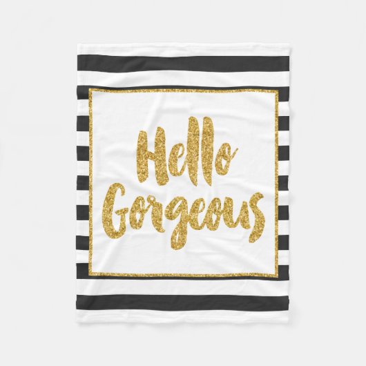 hallo prachtige zwarte en witte gouden strepen fleece deken (Voorkant)