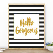 hallo prachtige zwarte en witte gouden strepen poster