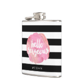 hallo prachtige zwarte streep en roze Waterverf Heupfles (Links)