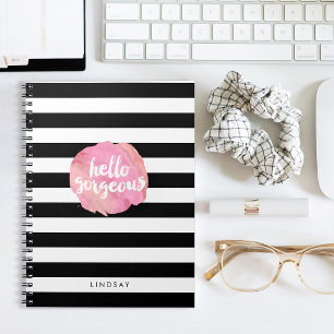 hallo prachtige zwarte streep en roze Waterverf Notitieboek