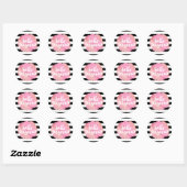 hallo prachtige zwarte streep en roze Waterverf Ronde Sticker (Vel)