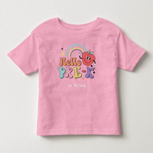 Hallo Pre-K Kleurrijke basisschool Roze Kinder Shirts (Voorkant)