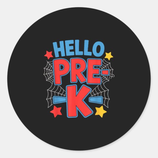 Hallo pre-k kleuterschool squad spin terug naar sc ronde sticker (Voorkant)