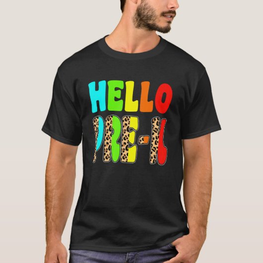 hallo pre-k leopard terug naar school eerste dag t-shirt (Voorkant)