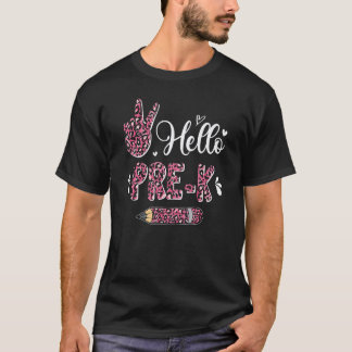 Hallo Pre K Leraren Terug naar school Luipaard Pot T-shirt