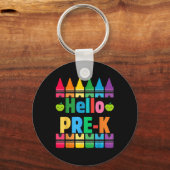Hallo Pre-k potloden terug naar school leraar stud Sleutelhanger (Voorkant)