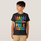 Hallo Pre-k potloden terug naar school leraar stud T-shirt (Voorkant volledig)
