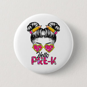 Hallo Pre-k Rommelige Knot Ck Terug Naar School Ti Ronde Button 5,7 Cm