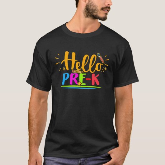 hallo Pre-K Shirt Fun Back to School Teacher Studi (Voorkant)