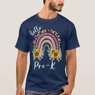 hallo Pre-K shirt, zonnebloemregenboogleraar T-shirt