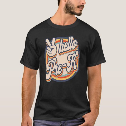 Hallo Pre K Squad Eerste Dag van School Retro T-shirt (Voorkant)
