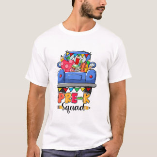 Hallo Pre K Squad Schattigee truck terug naar scho T-shirt