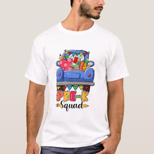 Hallo Pre K Squad Schattigee truck terug naar scho T-shirt (Voorkant)
