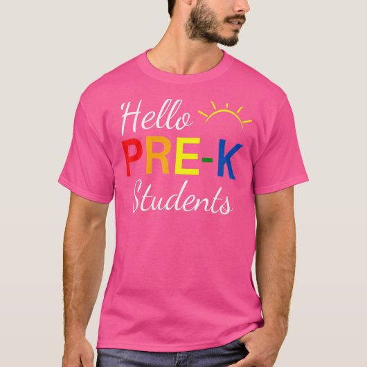 Hallo Pre k studenten terug naar school leraar Sun T-shirt (Voorkant)