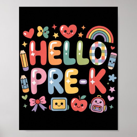 Hallo Pre-k Terug naar school Leraar Fun Gra Poster (Voorkant)