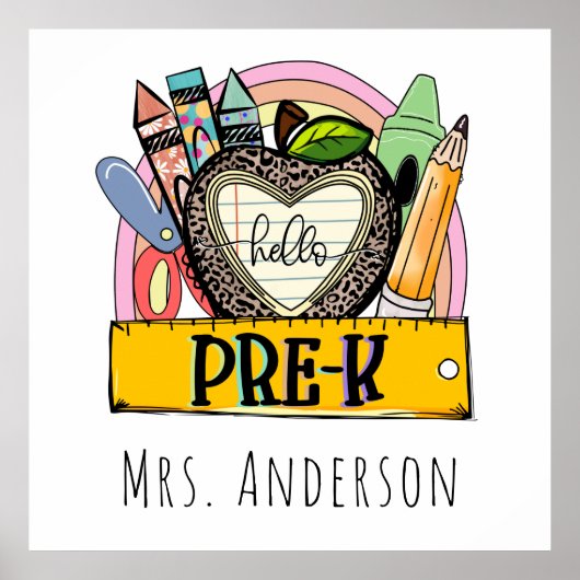 Hallo Pre-K Terug naar school Poster (Voorkant)
