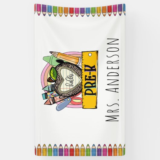 hallo Pre-k Terug naar schoolklaslokaal Spandoek (Verticaal)