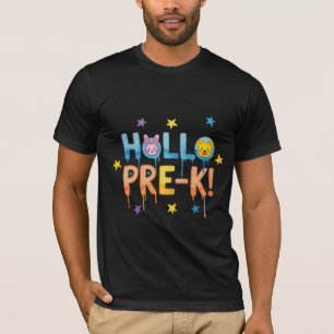 Hallo Pre-K! Watercolor Konijn en Beer School Des T-shirt