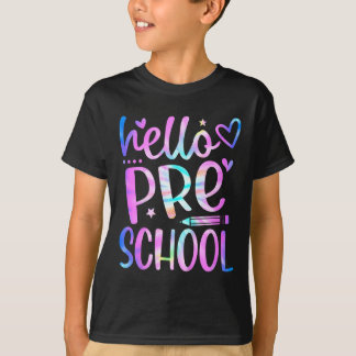Hallo Pre Kleuterschool Eerste Dag School Leraar M T-shirt