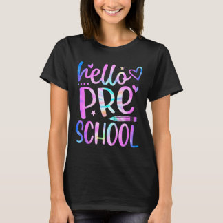 Hallo Pre-school Eerste Dag School Juf Meisje Stro T-shirt