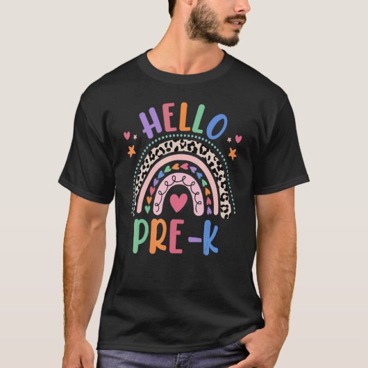hallo prek grade leopard boho regenboog 1e dag t-shirt (Voorkant)