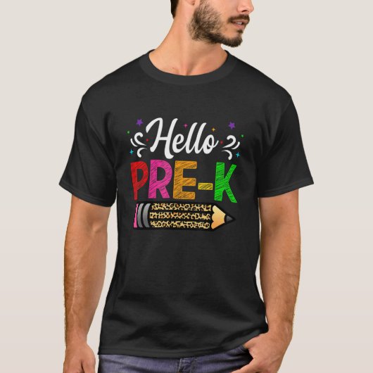 hallo Prek Leopard-Kinderen terug naar schoolleraa T-shirt (Voorkant)