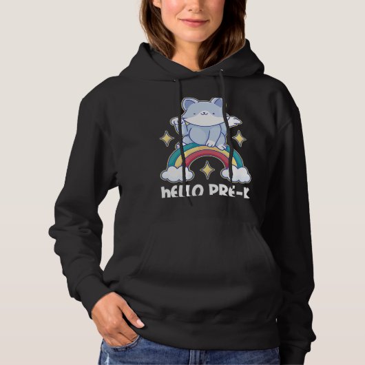 hallo Prek met Kat voor School Hoodie (Voorkant)