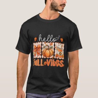 Hallo Preppy Herfst Vibes Coquette Latte Pumpkin T T-shirt
