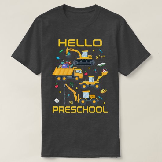 hallo Preschool bouwt vrachtwagen terug naar schoo T-shirt (Design voorkant)